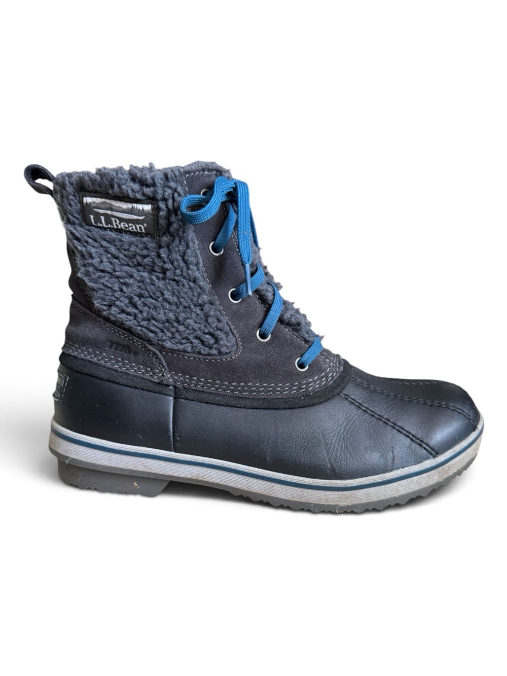 L.L.Bean Primaloft 200g Insulated Waterproof Duck Boots Black Blue Size 10